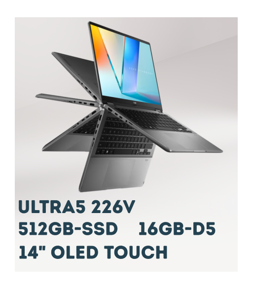 Notebook ASUS Vivobook 14 Flip OLED TP3407SA Intel Ultra 5 RAM 16GB SSD 512GB Touch