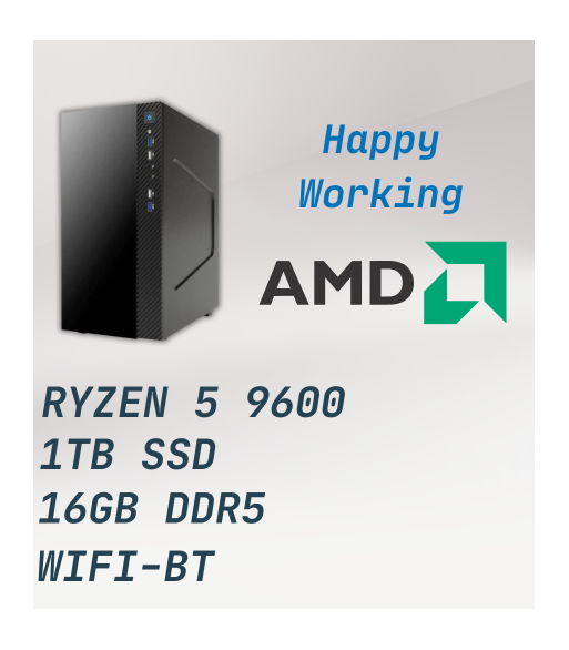 PC OFFICE RYZEN 5 9600 16GB DDR5 SSD 1TB NMVE WIFI BLUETOOTH