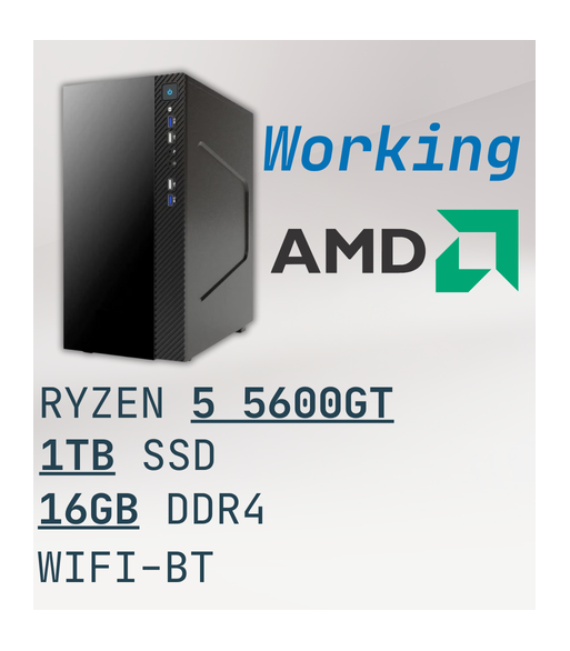 PC OFFICE RYZEN 5 5600GT 16GB SSD 1TB NVME WIFI BLUETOOTH