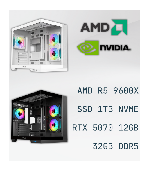 PC Gaming AMD Ryzen 5 9600X RTX 5070 12GB DDR5 32GB SSD 1TB Prestazioni Estreme Prezzo FPS